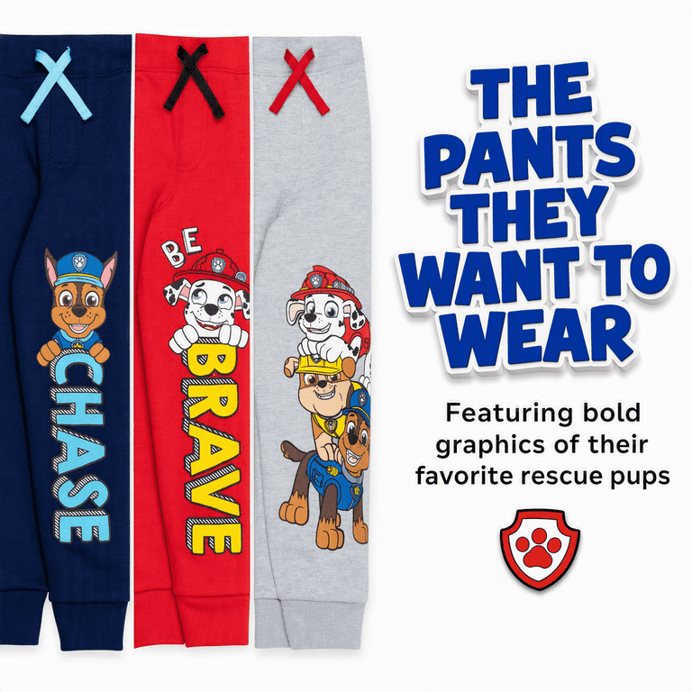 Paw Patrol Boys' 3-Pack Fleece Jogger Pants photo 5