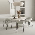 thumbnail image 2 of Belle Oatmeal Textured Leatherette Dining Chair with Metal Legs - Set of 4, 2 of 8