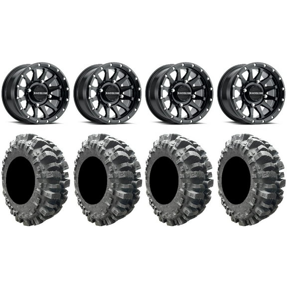 Raceline Trophy 14" Black Wheels 31" Bogger Tires Can-Am Maverick X3 / Honda Pioneer 1000 / Talon