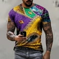 thumbnail image 3 of Charella Carnival T-shirts for Men Mardi Gras Decorations Short Sleeve Crewneck Tops 2025 Men Clothing Casual Fashion,Purple,XL, 3 of 5