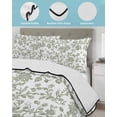 thumbnail image 4 of Sage Green Flower Full Size Down Alternative Comforter, Lightweight Comforter Quilt Bedding Set with Pillow Shams Vintage Farmhouse Boho Leaf Spring All Seasons Bed Comforter Duvet Insert 78"x90", 4 of 7