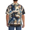 thumbnail image 3 of Fotbe Exotic Blue Cat Camisa Estampada de Manga Corta para Hombre, Casual de Verano, Estilo Playero, Sin Arrugas-Medium, 3 of 5