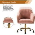 thumbnail image 4 of HULALA HOME Velvet Home Office Desk Chair, Modern Cute Computer Task Chair, Wheels Swivel Height Adjustable Upholstered Vanity Chair for Women, Girls (Gold Base, Pink), 4 of 13