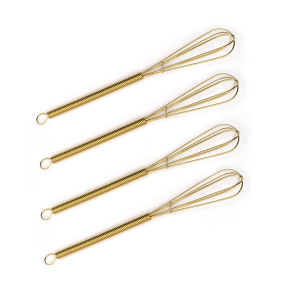 Mini Batidores De 7 Pulgadas, 4 Piezas, Batidor De Mano De Acero Inoxidable, Mezclador De Huevos Para Harina, Pastel, Huevo, Cocina, Uso Para Hornear, Batidor (Dorado)