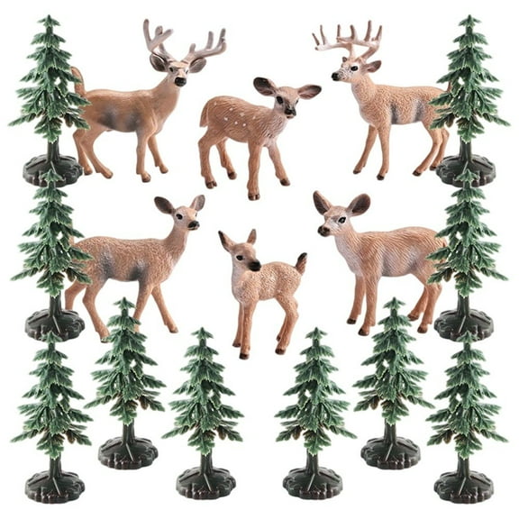 Animal Figures White Tailed Deer Christmas Tree Model Forest Landscape Decoration Animals Ornament for Christmas