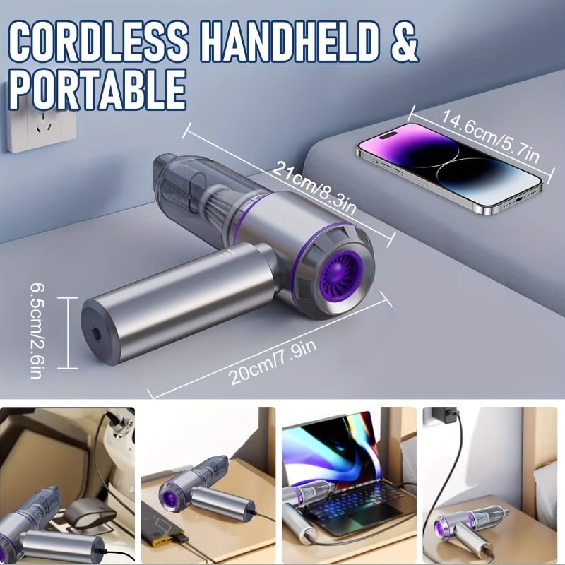 Portable Vacuum Cleaner 20000PA High Power Mini Vacuum Cleaner, 4 in 1 Compressor Blower and Pump Handheld Vacuum Cleaner for Car, Home, Office, Camping, Computer Keyboard Laptop Dust Removal Tools