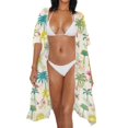 thumbnail image 3 of HELLHERO Tropical Palm Tree Floral Kimono - Lightweight Breathable Beach Cover Up | Flowy Loose Fit for Summer Vacation, Pool & Resort, 3 of 6