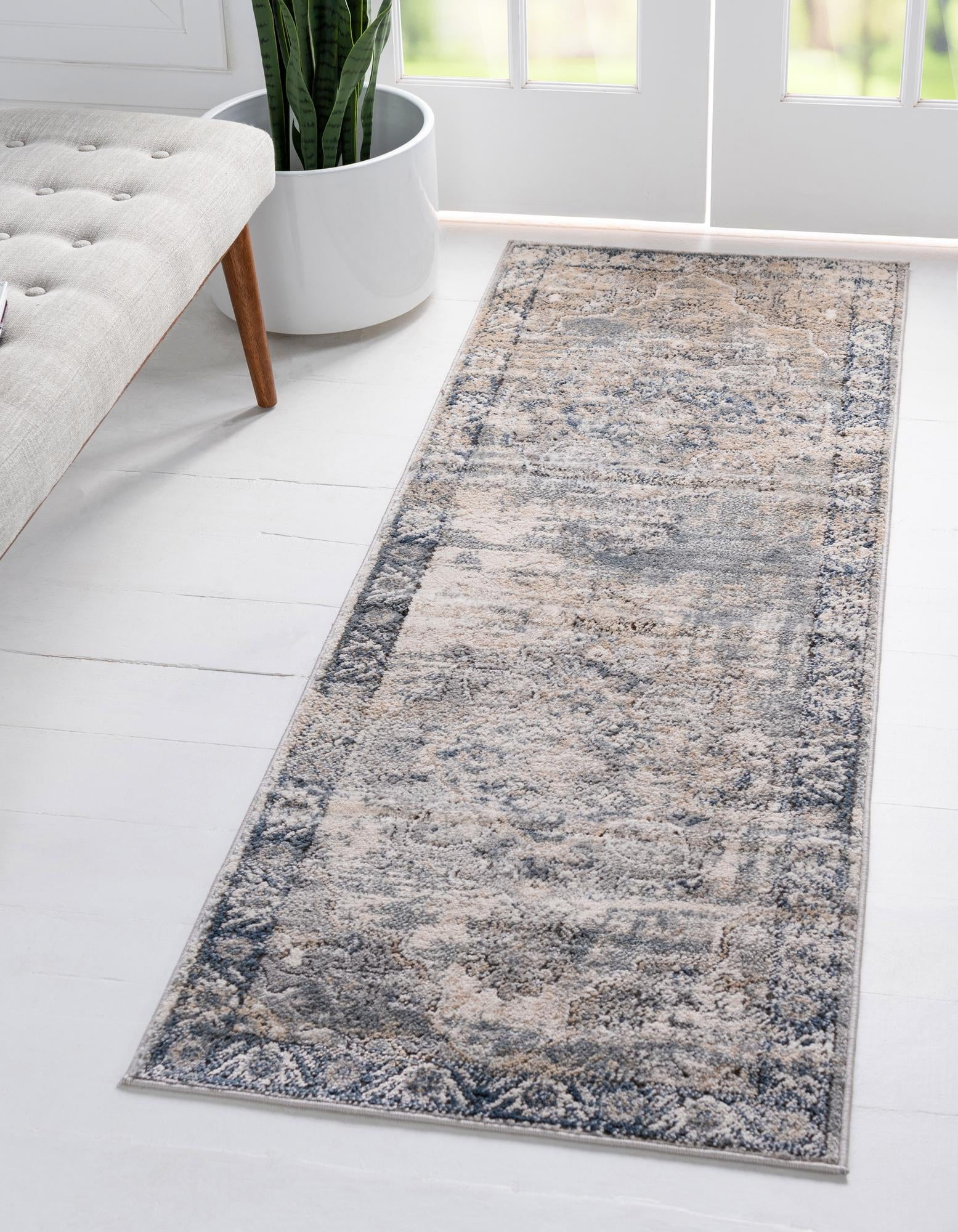 Oregon Collection Rug 12 Ft Runner Gray LowPile Rug Perfect