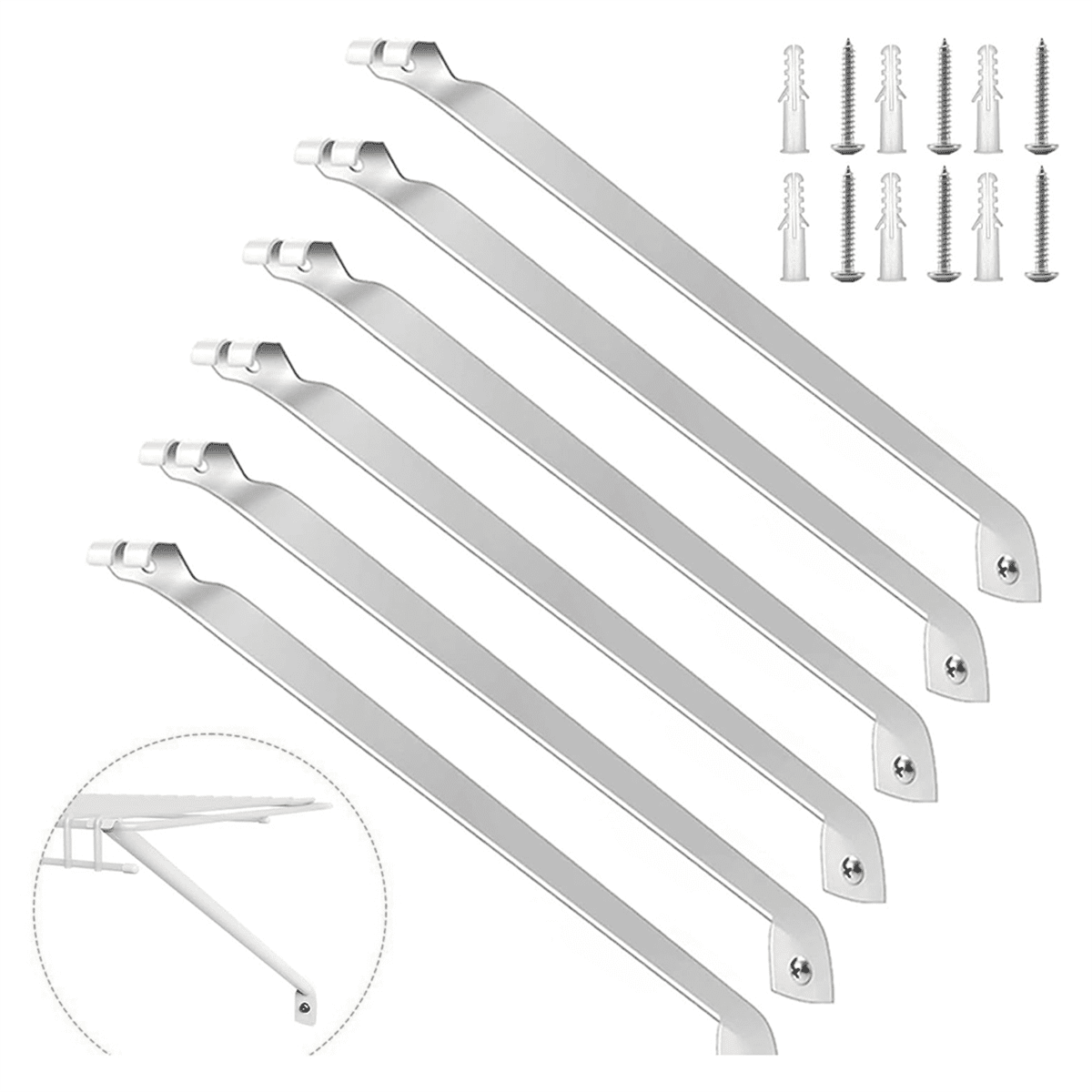 6 Pcs Wire Shelf Brackets, Support Brackets for 12-Inch Deep Wire Shelving, Closet Shelving Accessories