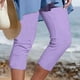 thumbnail image 3 of Pantalones Umfun para mujer, informales, con cintura elástica, para playa, suaves, deportivos, con control de abdomen, para correr, ciclismo, yoga, entrenamiento, morados, 2XL, 3 of 5