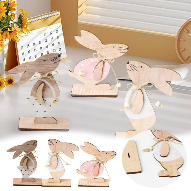 BKER Spring Stock | Easter Rabbit Wood | Home Ornament