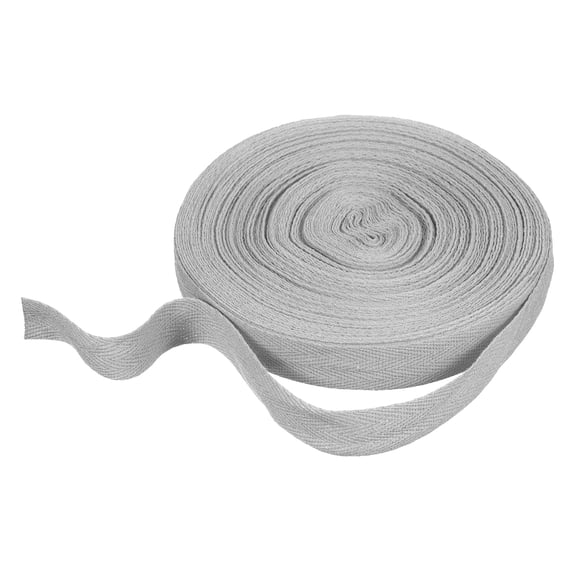 Cotton Twill Tape Ribbon 3/4 Inch 23 Yard Herringbone Webbing Tape Roll Bias Binding Tape for DIY Crafts Sewing Gift Wrapping, Light Grey