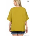 thumbnail image 3 of Zenana Women & Plus Cotton French Terry Drop Shoulder Raw Edge Relaxed Casual Solid Tee Shirt Top, 3 of 4