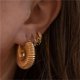 thumbnail image 2 of Pendientes de aro gruesos de acero inoxidable para mujer, joyería Vintage chapada en oro, textura gruesa, círculo geométrico, brillante, moda, 2 of 5