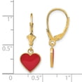 thumbnail image 7 of 14k Yellow Gold Polished Enameled Heart Dangle Leverback Earrings, 7 of 7