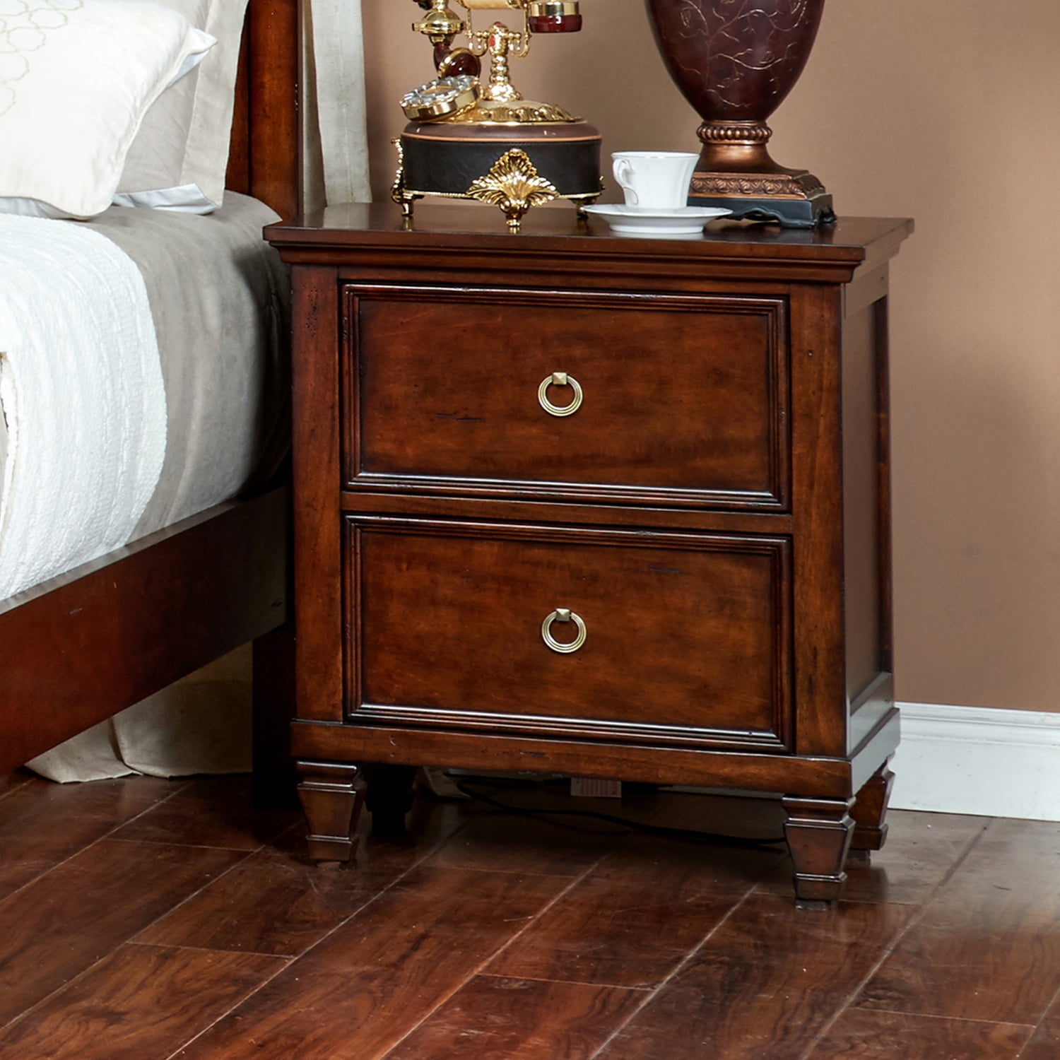 New Classic Furniture Tamarack Solid Wood 2-Drawer Nightstand in Cherry