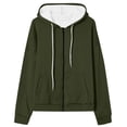 thumbnail image 3 of Womens Hoodies Zipper Pocket Drawstring Hooded Long Sleeve Solid Print Jacket Top for Casual Wear Women's Sweatshirts Army Green L, 3 of 3