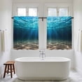 thumbnail image 4 of Light Blue Ocean Waves Kitchen Curtains 45 Inch Length, Summer Beach Coastal Abstract Tiers Curtains for Bathroom Bedroom Cafe, Light Filtering Small Window Treatment Short Drapes 2 Panels 42"Wx45"L, 4 of 8