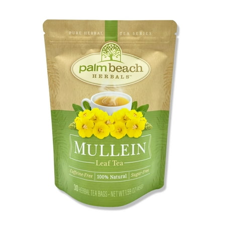 Palm Beach Herbals Mullein Leaf Tea, 30 Count Tea Bags, Caffeine-Free | Pure Herbal Tea Series