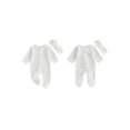 thumbnail image 2 of RUINIXCW Newborn Baby Girl Hospital Going Home Outfit Footed Romper Infant Girl Spring Fall Winter Clothes Zip Ruffle Long Sleeve Footie Jumpsuit Bow, 2 of 10