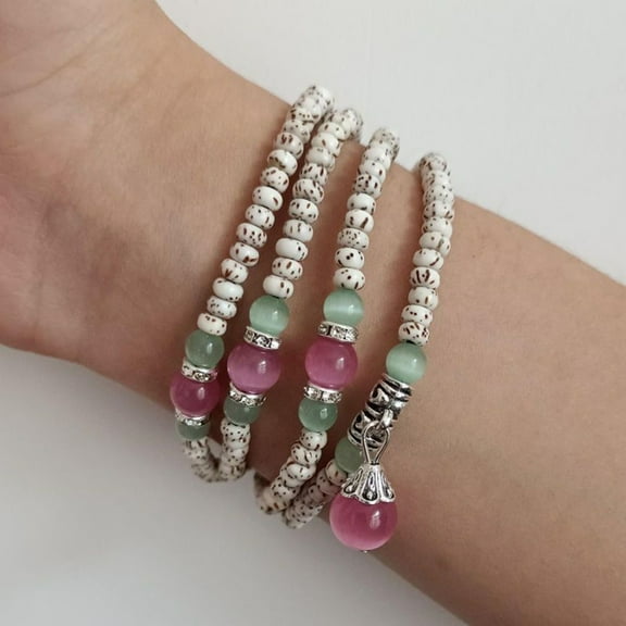 Natural Bodhi Buddhist Prayer Bracelet Mini Moon Star Beads Meditation Jewelry Unisex