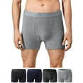 thumbnail image 2 of Gustave 4-Pack Men's Regular Leg Boxer Briefs Adult Youth Tagless Cotton Underwear Comfort Stretch "Size L", 2 of 7