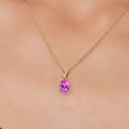 thumbnail image 3 of Gem Stone King 14K Yellow Gold Pink Created Sapphire and White Created Sapphire Pendant Necklace for Women | 2.44 Cttw | Gemstone September Birthstone | Pear Shape 10X7MM | With 18 inch Chain, 3 of 6