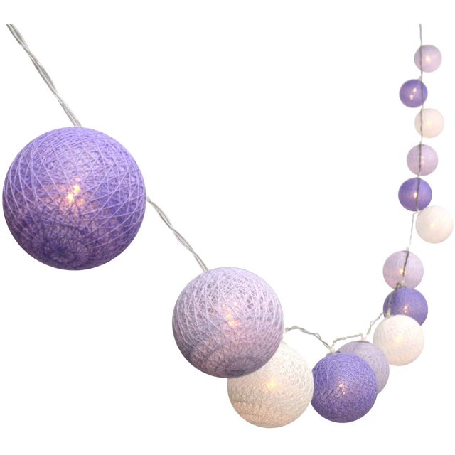 3M/10Ft 30 Purple White Ball LED Xmas Wedding Battery Operated String Fairy Light