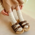 thumbnail image 3 of Calcetines de mujer de tiras finas, cálidos, de longitud media, de color liso, sencillos, altos, de estilo japonés, bonitos y a la moda, calcetines apilados, calcetines gruesos, 3 of 6