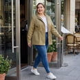 thumbnail image 4 of Agnes Orinda Women's Plus Size Jackets Long Sleeve Drawstring Waist Anorak Coats with Pockets Light Khaki 1X, 4 of 9