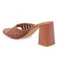 thumbnail image 4 of YDN Women Open Round Toe Woven Mules Slip on Cutout Chunky High Heels Casual Dressy Work Slide Sandals Size 14 Brown, 4 of 4