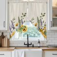 thumbnail image 6 of Sunflowers Swag Valances for Windows, Kitchen Curtains 36 Inch Length 2 Panels Set, Yellow Purple Floral Elegant Pastoral Rustic Short Curtains for Small Windows Rod Pocket Cafe Curtains 28"x36", 6 of 8