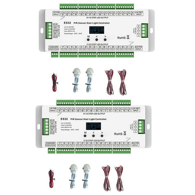 2X 32CH ES32 PIR Sensor Stair Light Controller Human Body Infrared Inductive Switch Stair Lamp Control for Single Color