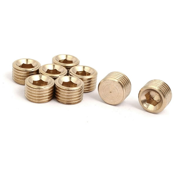 Unique Bargains 8 Pcs Connecteur de Tuyau Hexagonal en Laiton Filetage Mâle 1/4BSP