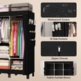 thumbnail image 5 of Portable Closet Wardrobe Closet for Hanging Clothes with 3 Hanging Rods for Bedroom, Non-Woven Fabric Clothes Closet for Living Room Easy Assemble, 5 of 6