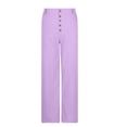 thumbnail image 6 of Dxzfnsa Womens Summer Pants Women's Loose Casual Solid Color Pants Summer Straight Leg Pants Cotton Linen Button Waist Trousers with Pockets, 6 of 8