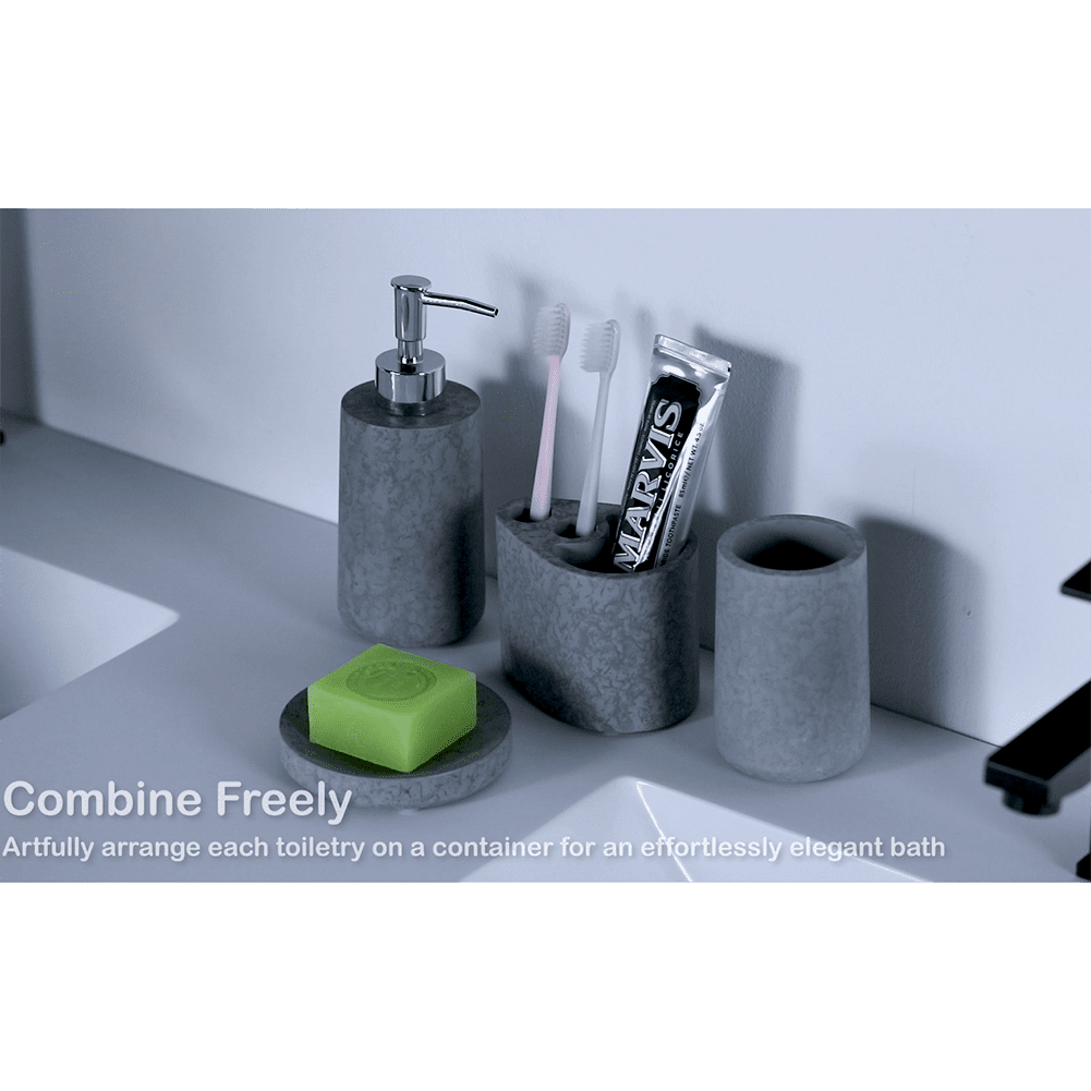 Kepooman 4 Pieces Bathroom Accessories Set, Toothbrush Holder Set for Bathroom Decor, Grey Kepooman 4 Pieces Bathroom Accessories Set, Toothbrush Holder Set for Bathroom Decor, Grey