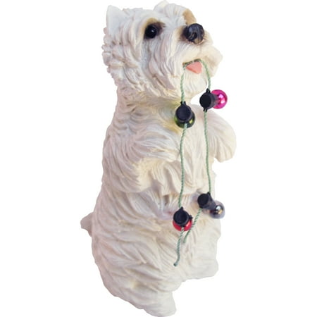Sandicast Sitting Pretty West Highland Terrier with Lights Christmas Dog Ornament