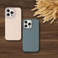 thumbnail image 5 of KAIYANG Funda para teléfono móvil iPhone 15 Pro, hecha de fibra de madera de bambú reciclada y totalmente biodegradable, estilo híbrido A, color verde, 5 of 5