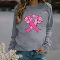 thumbnail image 2 of Trendy Breast Cancer Shirts for Women Long Sleeve Round Neck Pink Ribbon Print Tops Casual Loose Pullover Hoodie Top,Gray 7,L, 2 of 5