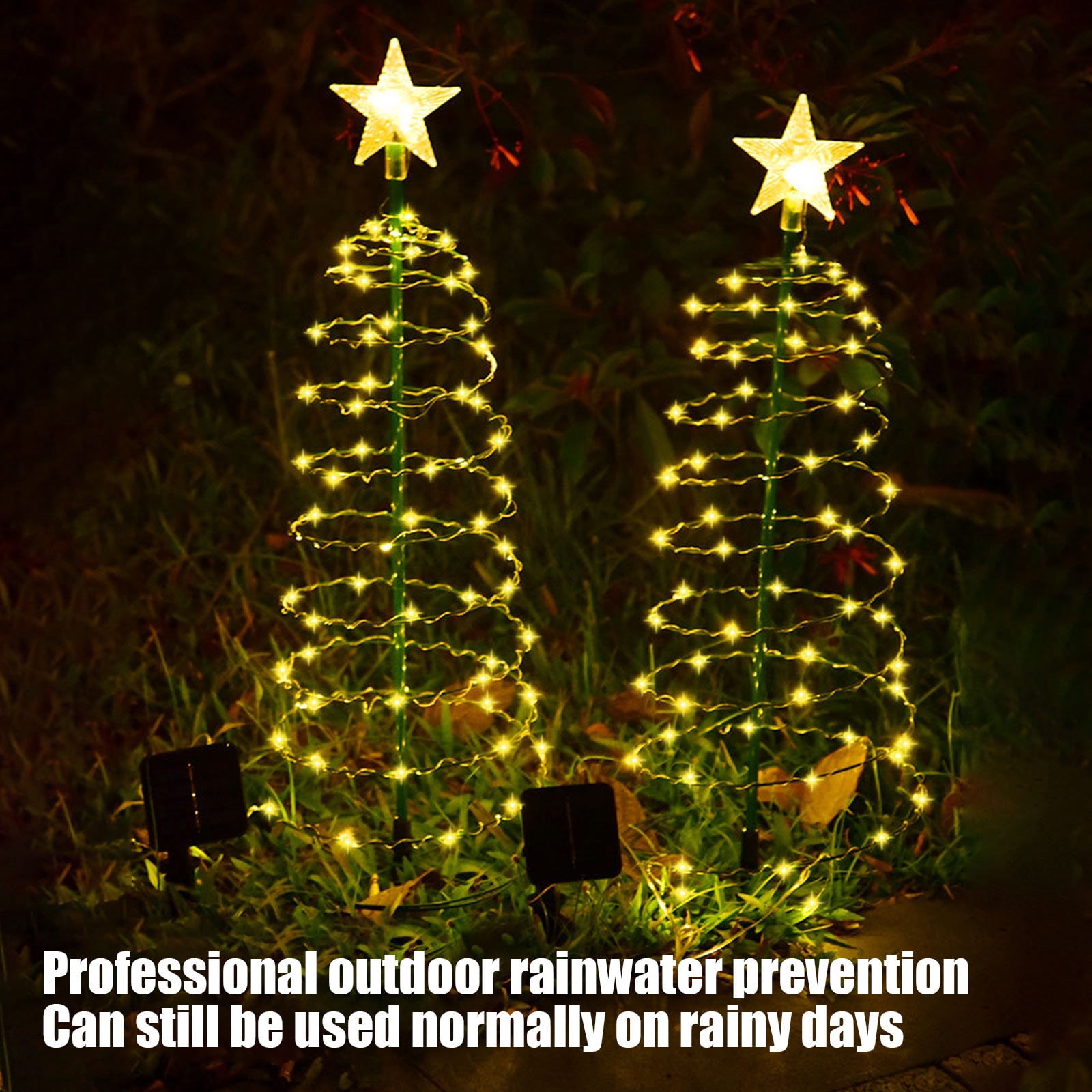 Kezqiaxn Outdoor Christmas Decorations, Solar Helix Christmas Trees LED Lights, Light Up Xmas Metal Pathways Markers with Stake, Yard Lights for Outdoor Winter Patio Walkway Driveways Green