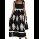 thumbnail image 2 of Vestido Bohemio con Cuello Cuadrado para Mujer, Informal, , para y Verano, Ideal para Vacaciones en la Playa 2025. Negro L, 2 of 9