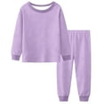 thumbnail image 4 of Byoo Little Girl Outfit Set Ribbed Solid Long Sleeve Pullover Top Pants Knitted Sleepwear Soft Breathable Homewear, 4 of 4