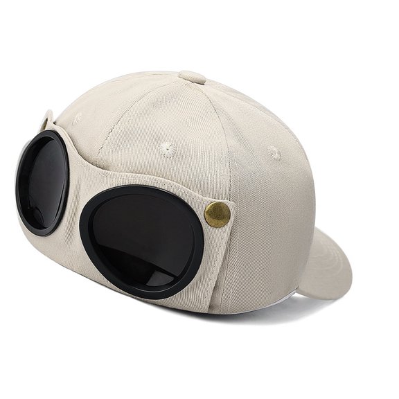Baseball Cap With Attached Goggle Detail, Curved Brim Casual Headwear for Travel Days, Outdoor Use, and Commuting