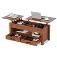 thumbnail image 4 of 47.2 Inch Lift Top Coffee Table, Adjustable Height Wooden Center Table with 2 Drawers, Hidden Compartment and Open Shelf for Living Room Home Office, 4 of 9