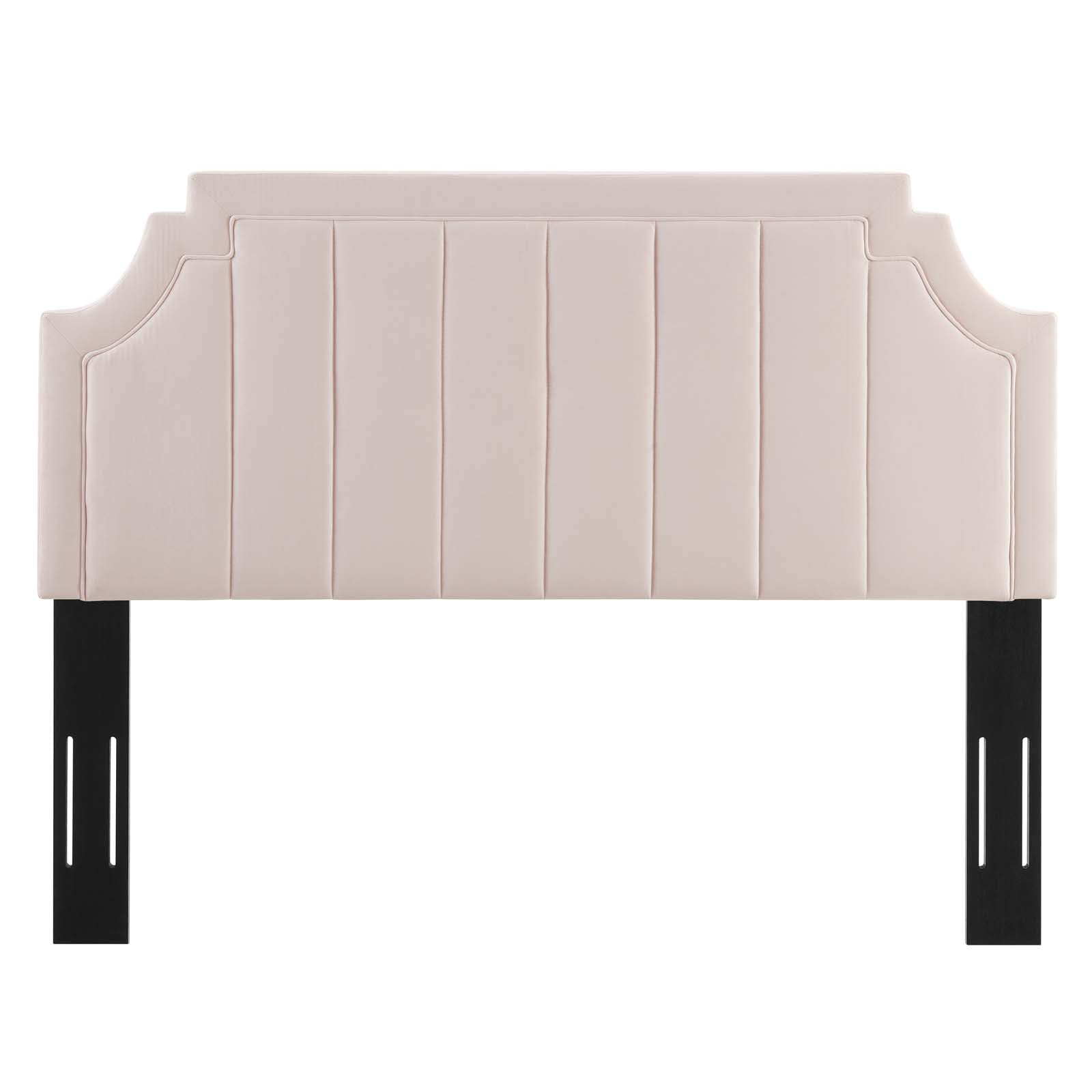 Modway Alyona Channel Tufted Performance Velvet Twin Headboard in Pink