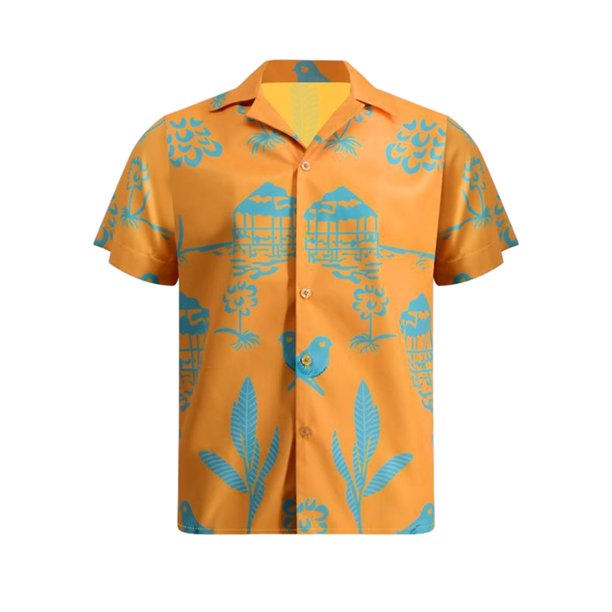 Camisa de Manga Camisas de playa Hombres con botones Cuello vuelto Cuello en V Traje diario Kuymtek Amarillo T M para Hombre