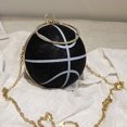 thumbnail image 3 of Bolso bandolera sencillo para mujer noche baloncesto con diamantes imitación correa cadena gran capacidad creativo, 3 of 9