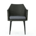 thumbnail image 6 of Olurrisa Grey Multi Outdoor Dining Chair Set of 2, PE Wicker with Wood-Look Iron Legs & Water Resistant Cushions, 6 of 8