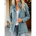 thumbnail image 2 of Long Sleeve Women Spring Fall Solid Color Zipper Coat Stand Collar Casual Military Anorak Jackets with Pocket, 2 of 6